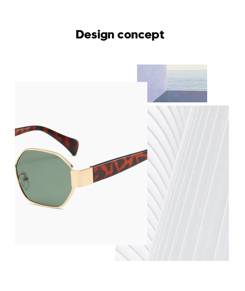 Unisex Full Frame Polygons Sunglasses With PC Lens Material In Gold, Perfect For Summer