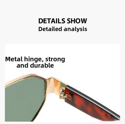Unisex Full Frame Polygons Sunglasses With PC Lens Material In Gold, Perfect For Summer