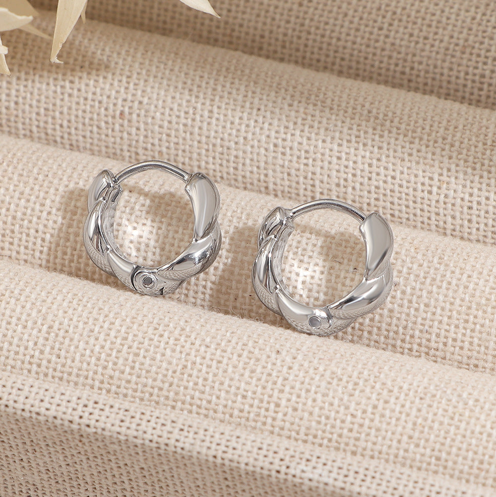 Solid Color Stud Earrings For Women, 18K Gold Plated, PVD Coated 0.03-0.05µm, Waterproof 304 Stainless Steel