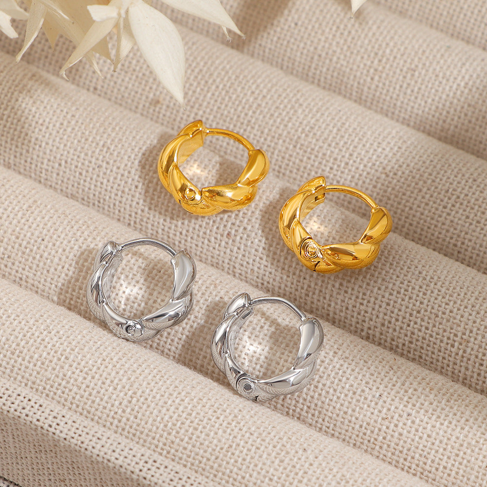 Solid Color Stud Earrings For Women, 18K Gold Plated, PVD Coated 0.03-0.05µm, Waterproof 304 Stainless Steel