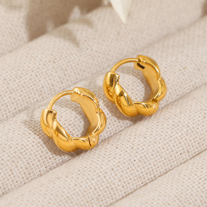 Solid Color Stud Earrings For Women, 18K Gold Plated, PVD Coated 0.03-0.05µm, Waterproof 304 Stainless Steel