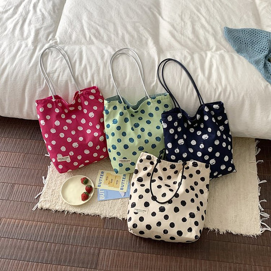 Women’s Polka Dots Bucket Tote Bag With Single Shoulder Strap, Large Capacity, Perfect For Spring And Summer