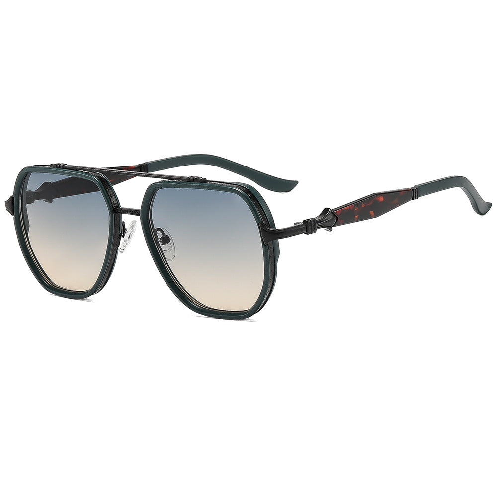 Men's Square Full Frame Sunglasses With PC Lens Material In Dyed Black For Spring And Summer