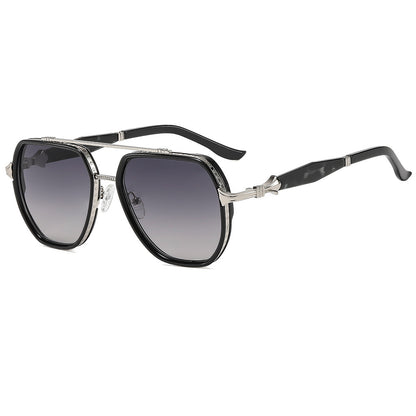 Men's Square Full Frame Sunglasses With PC Lens Material In Dyed Black For Spring And Summer