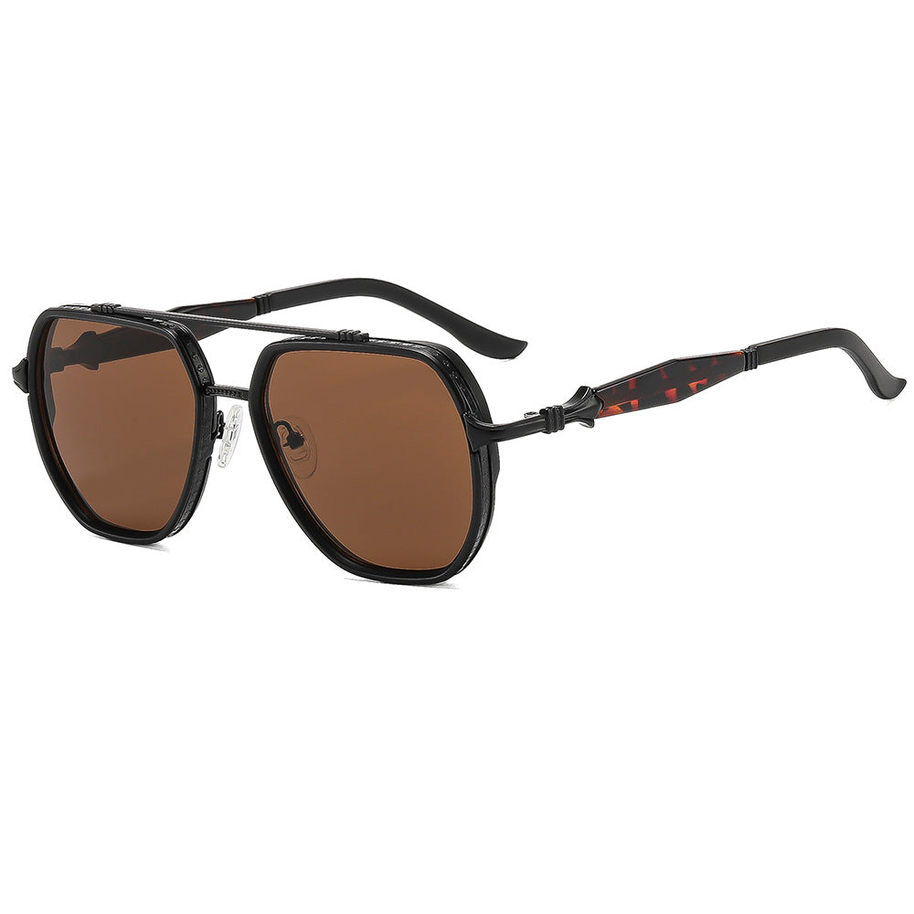 Men's Square Full Frame Sunglasses With PC Lens Material In Dyed Black For Spring And Summer