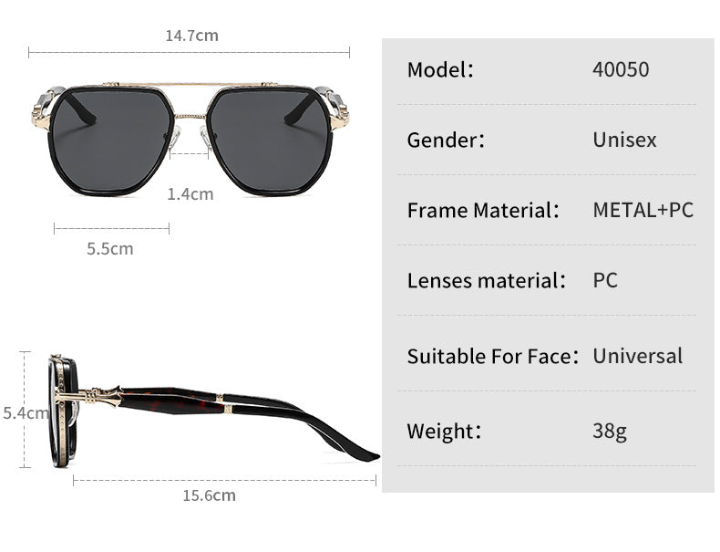 Men's Square Full Frame Sunglasses With PC Lens Material In Dyed Black For Spring And Summer
