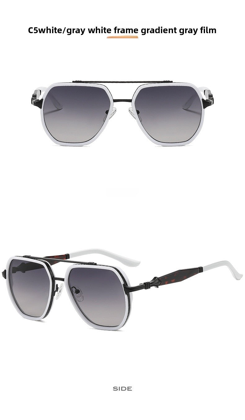 Men's Square Full Frame Sunglasses With PC Lens Material In Dyed Black For Spring And Summer