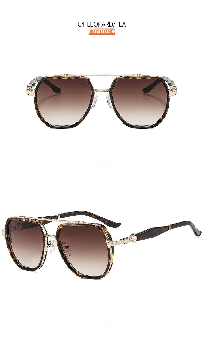 Men's Square Full Frame Sunglasses With PC Lens Material In Dyed Black For Spring And Summer