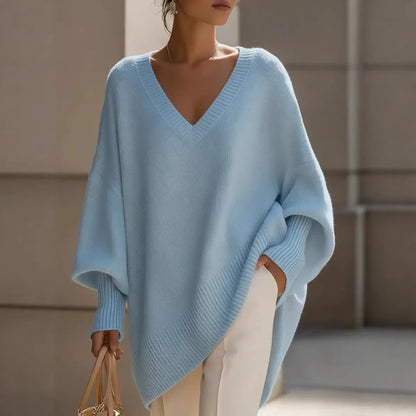 Solid Color Casual Long Sleeve Pullover Knitted Polyester Women's Sweater