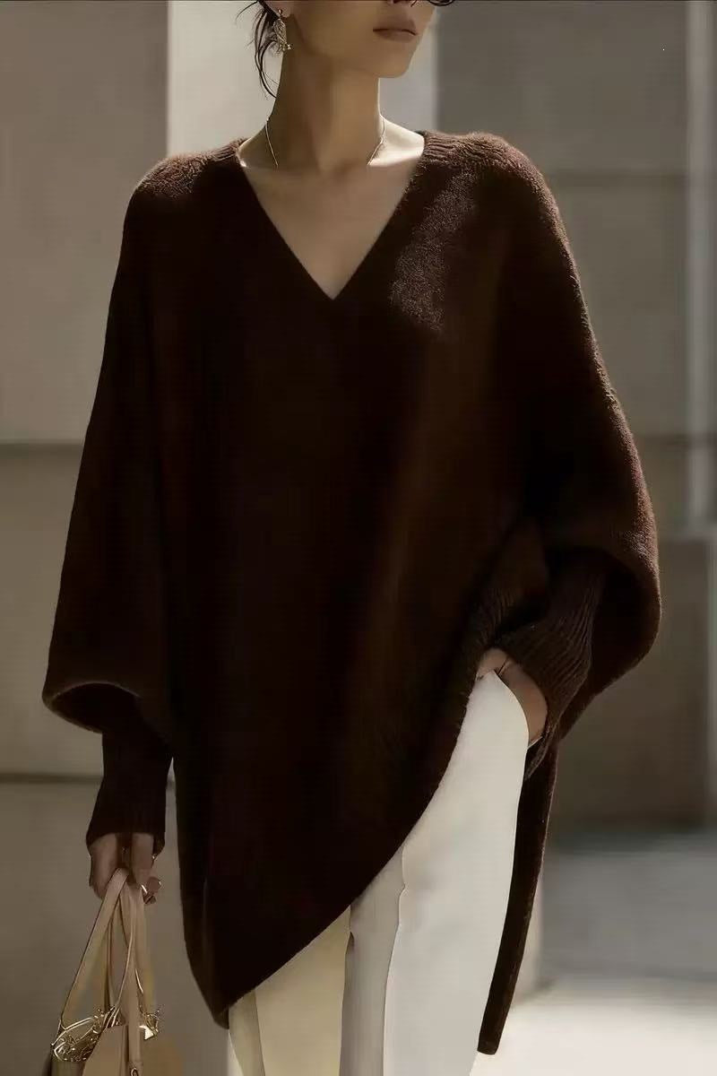Solid Color Casual Long Sleeve Pullover Knitted Polyester Women's Sweater