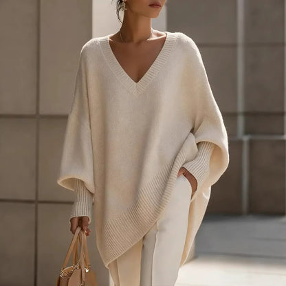 Solid Color Casual Long Sleeve Pullover Knitted Polyester Women's Sweater