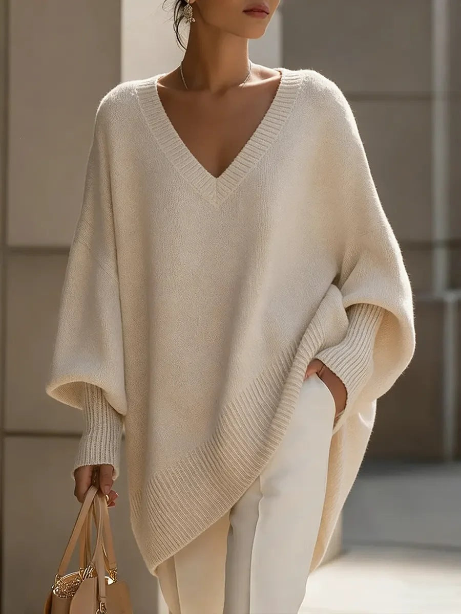 Solid Color Casual Long Sleeve Pullover Knitted Polyester Women's Sweater