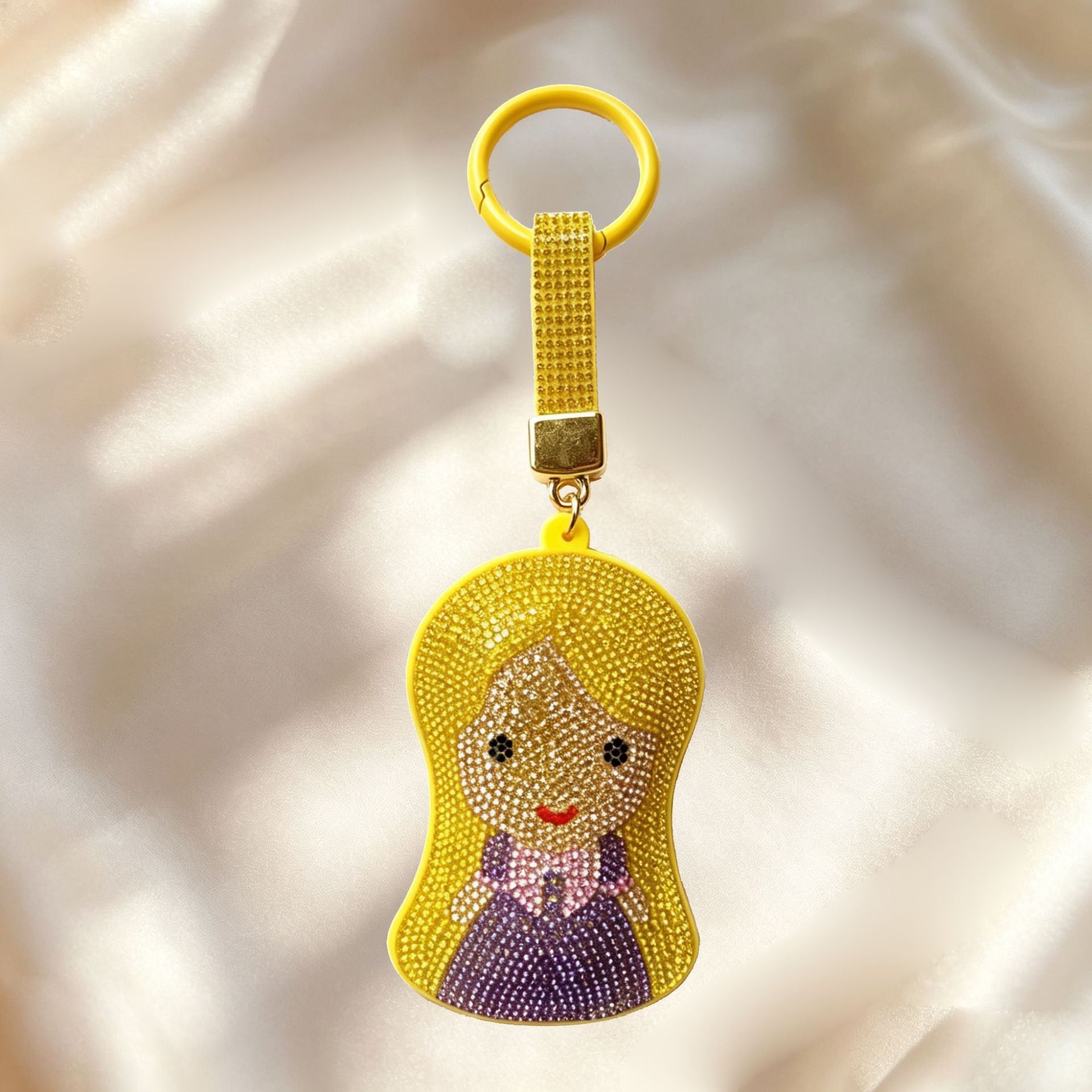Mermaid Red Bag Charm Key Chain Featuring Sparkling Rhinestones