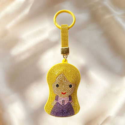 Mermaid Red Bag Charm Key Chain Featuring Sparkling Rhinestones