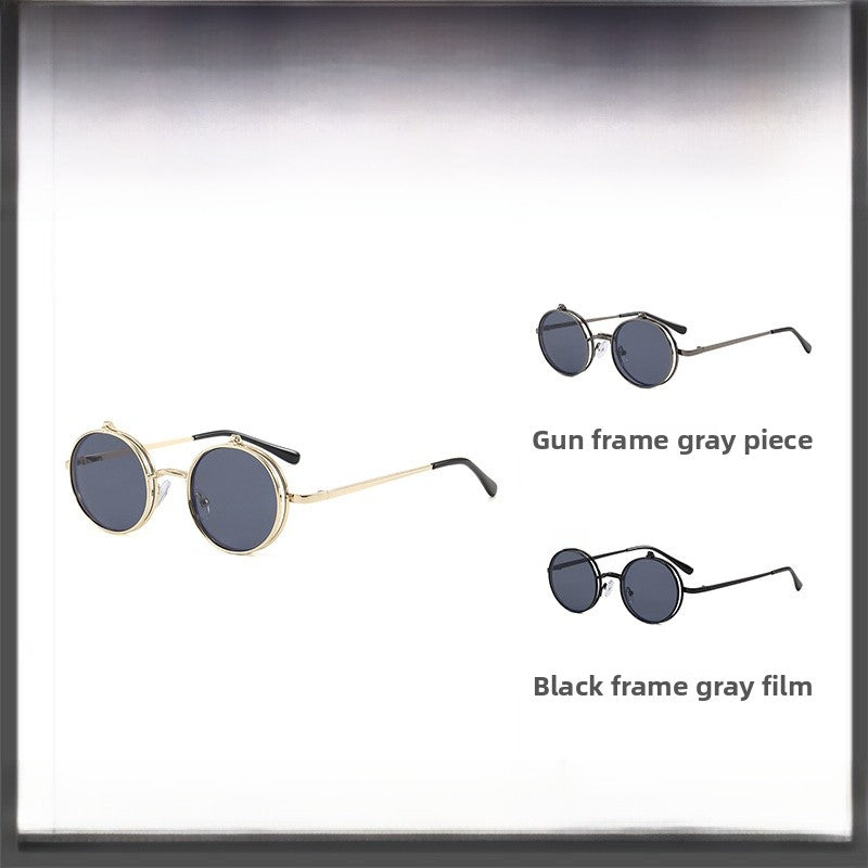 Unisex Round Frame Full Frame Sunglasses With PC Lens Material In Gold, Perfect For Summer