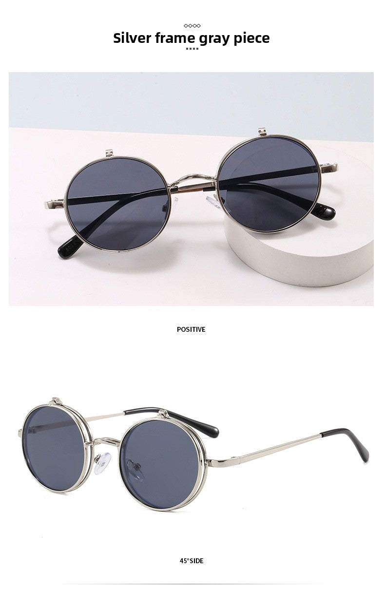 Unisex Round Frame Full Frame Sunglasses With PC Lens Material In Gold, Perfect For Summer