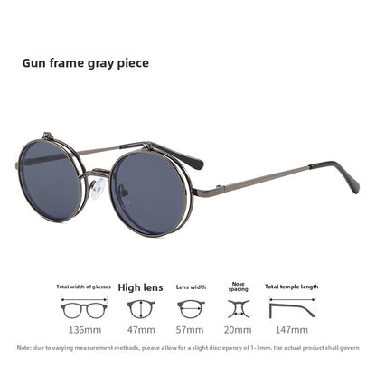 Unisex Round Frame Full Frame Sunglasses With PC Lens Material In Gold, Perfect For Summer