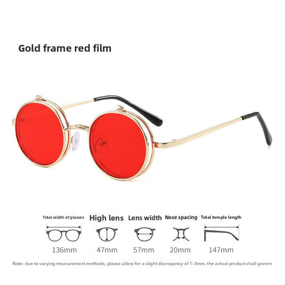 Unisex Round Frame Full Frame Sunglasses With PC Lens Material In Gold, Perfect For Summer
