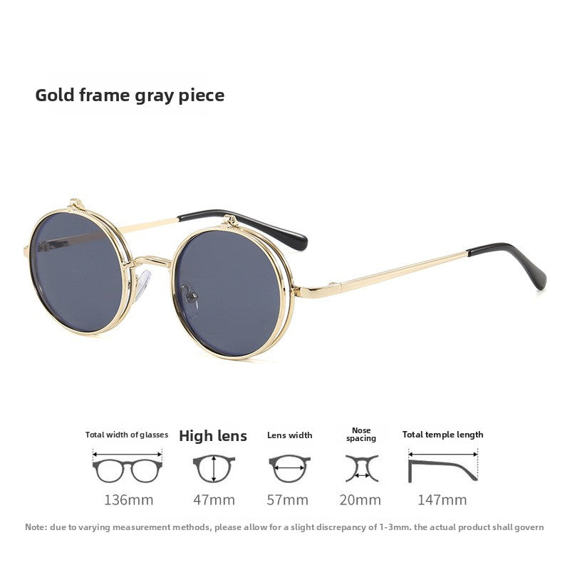Unisex Round Frame Full Frame Sunglasses With PC Lens Material In Gold, Perfect For Summer