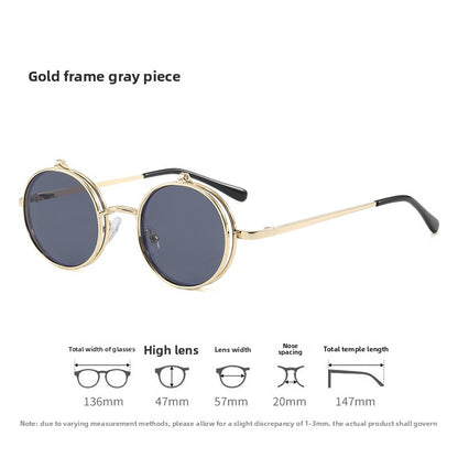 Unisex Round Frame Full Frame Sunglasses With PC Lens Material In Gold, Perfect For Summer