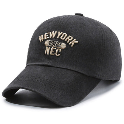 Unisex Retro Baseball Cap With Curved Brim, Breathable Cotton Material Featuring Embroidery Design