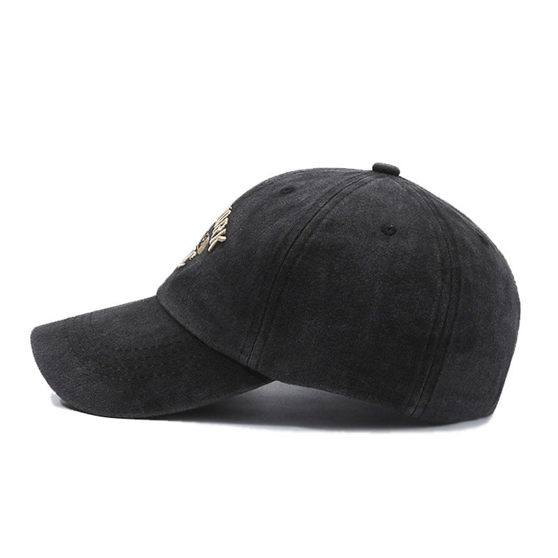 Unisex Retro Baseball Cap With Curved Brim, Breathable Cotton Material Featuring Embroidery Design