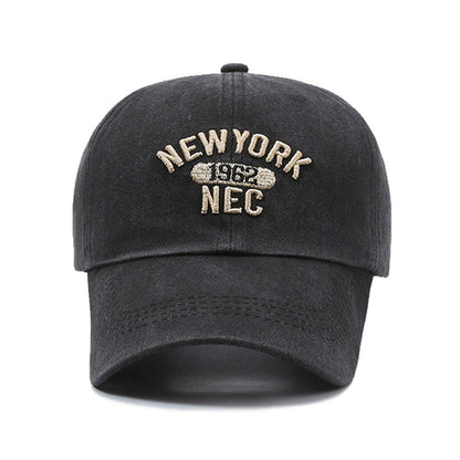 Unisex Retro Baseball Cap With Curved Brim, Breathable Cotton Material Featuring Embroidery Design