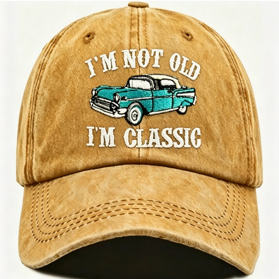 Retro Baseball Cap With Curved Brim Featuring Embroidery And UV Protection In Cotton Material