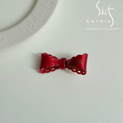 French Style Bow Tie Hair Claws For Women In Red, Made Of Acetic Acid Sheets, Perfect For Summer Hairpin