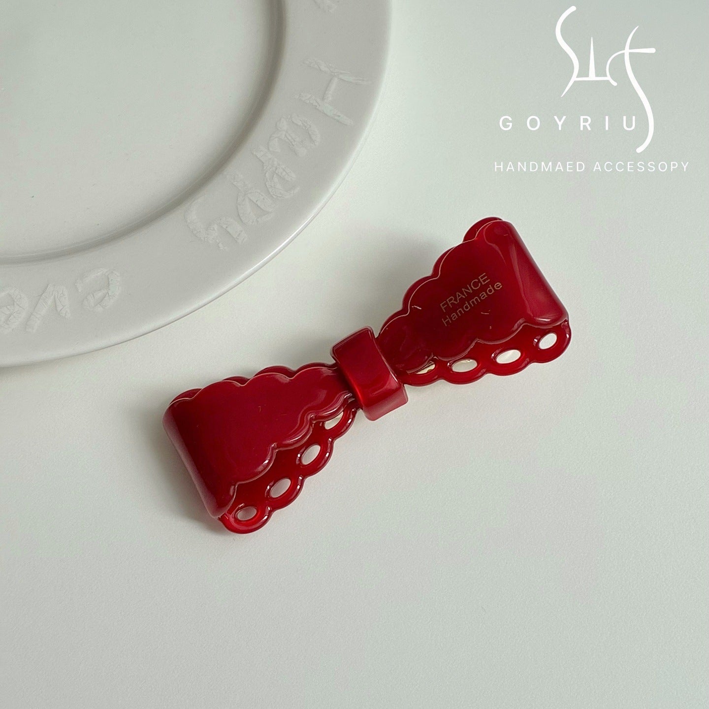 French Style Bow Tie Hair Claws For Women In Red, Made Of Acetic Acid Sheets, Perfect For Summer Hairpin