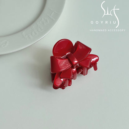 French Style Bow Tie Hair Claws For Women In Red, Made Of Acetic Acid Sheets, Perfect For Summer Hairpin