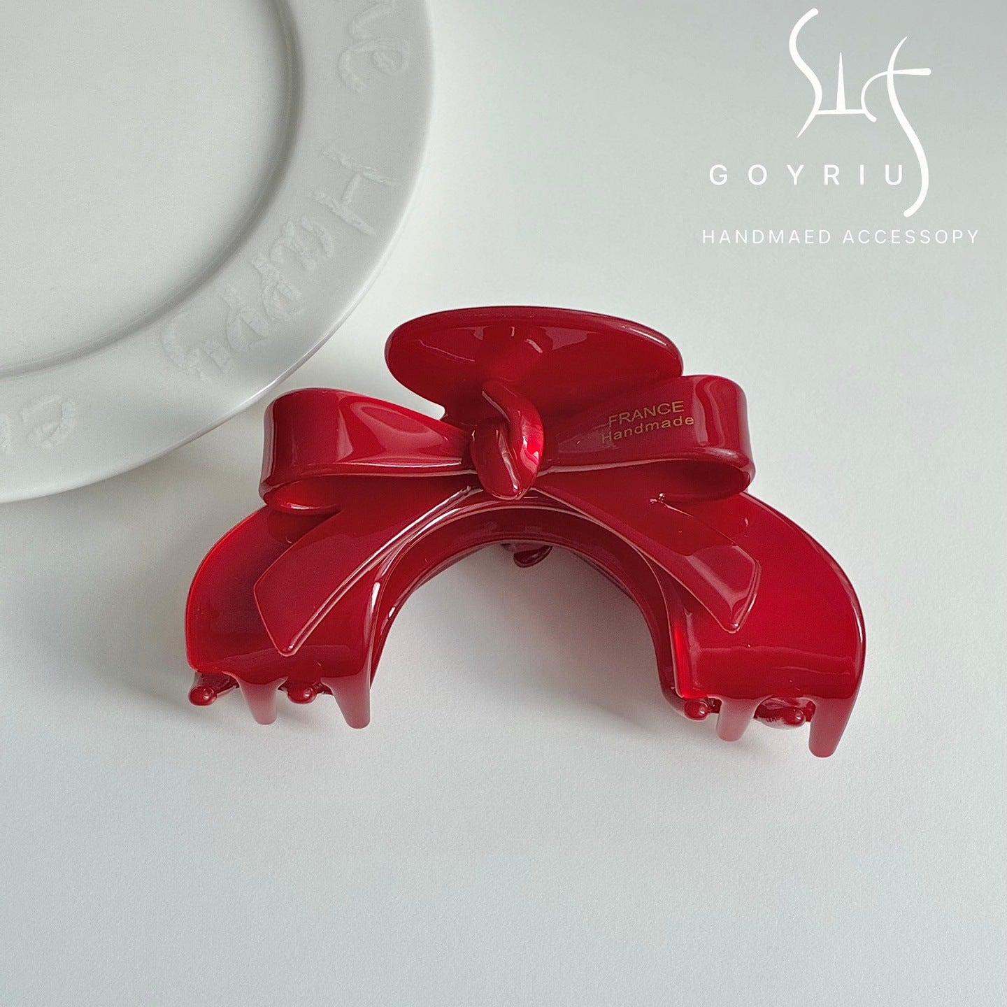 French Style Bow Tie Hair Claws For Women In Red, Made Of Acetic Acid Sheets, Perfect For Summer Hairpin