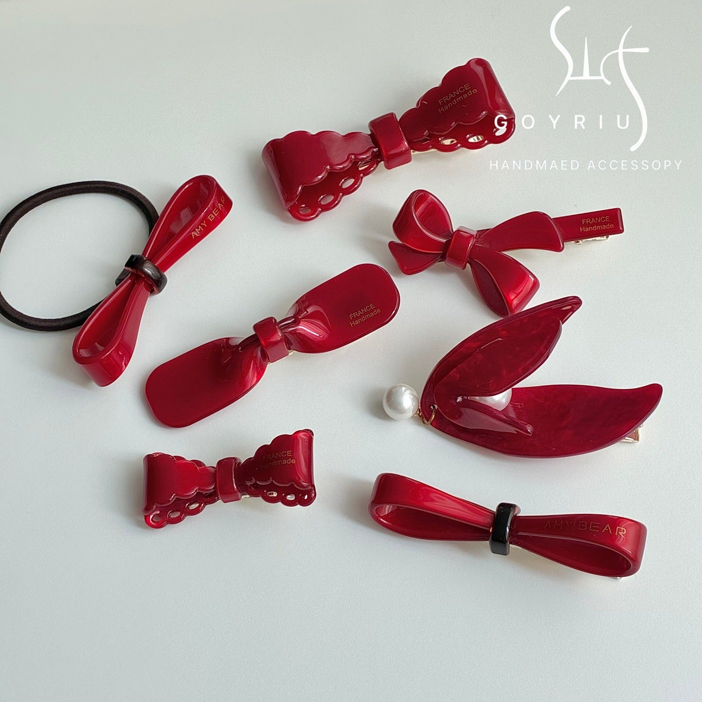 French Style Bow Tie Hair Claws For Women In Red, Made Of Acetic Acid Sheets, Perfect For Summer Hairpin