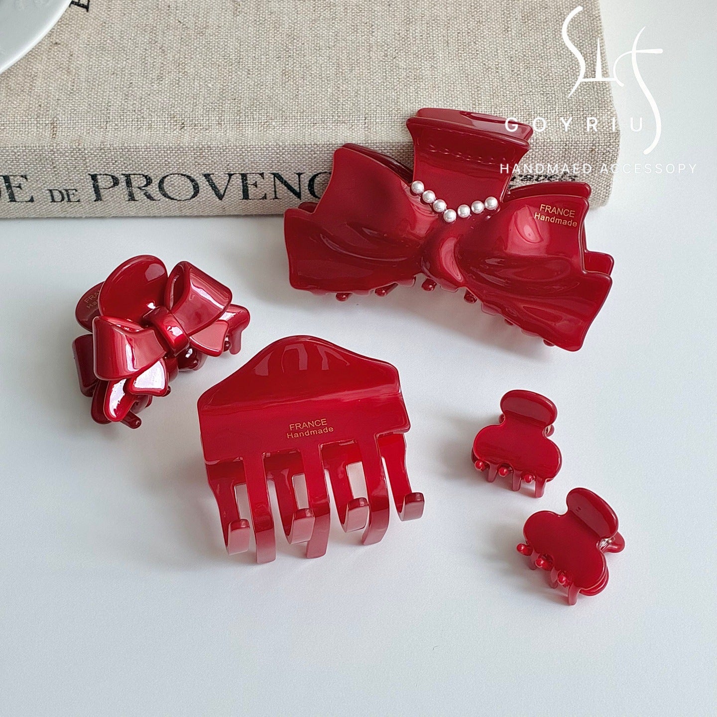 French Style Bow Tie Hair Claws For Women In Red, Made Of Acetic Acid Sheets, Perfect For Summer Hairpin