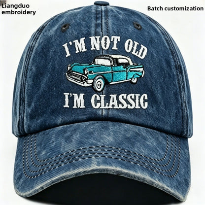 Retro Baseball Cap With Curved Brim Featuring Embroidery And UV Protection In Cotton Material