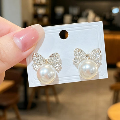 Gold Bow Tie Stud Earrings For Women Featuring Electroplated Finish And 304 Stainless Steel Posts