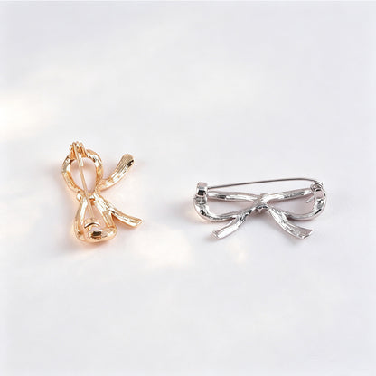 Gold Alloy Bow Tie Pin With Electroplated Finish