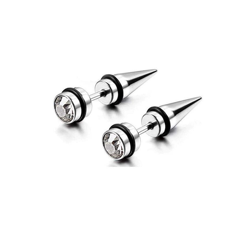 Cross Stud Earrings For Unisex Featuring Hip-Hop Style With 304 Stainless Steel In Steel Color