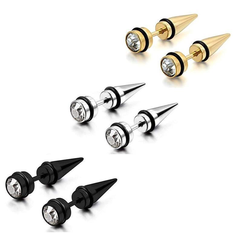 Cross Stud Earrings For Unisex Featuring Hip-Hop Style With 304 Stainless Steel In Steel Color