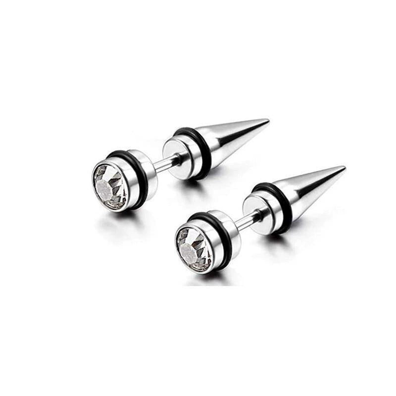 Cross Stud Earrings For Unisex Featuring Hip-Hop Style With 304 Stainless Steel In Steel Color