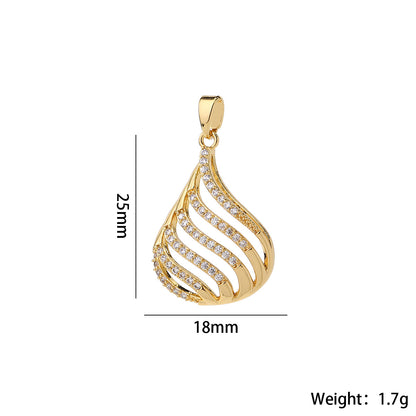 Letter Pendant In Brass With Real Gold Plated Electroplated Finish Featuring Zircon Inlay For Commute Jewelry Accessories