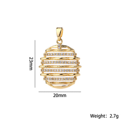 Letter Pendant In Brass With Real Gold Plated Electroplated Finish Featuring Zircon Inlay For Commute Jewelry Accessories