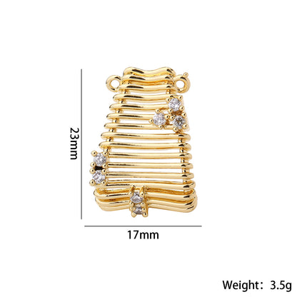 Letter Pendant In Brass With Real Gold Plated Electroplated Finish Featuring Zircon Inlay For Commute Jewelry Accessories