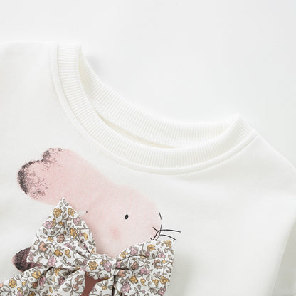 Cute Cartoon Cotton Kids Clothing Set For Girls Featuring Printing, 2 Pieces Pant Co-ord Set