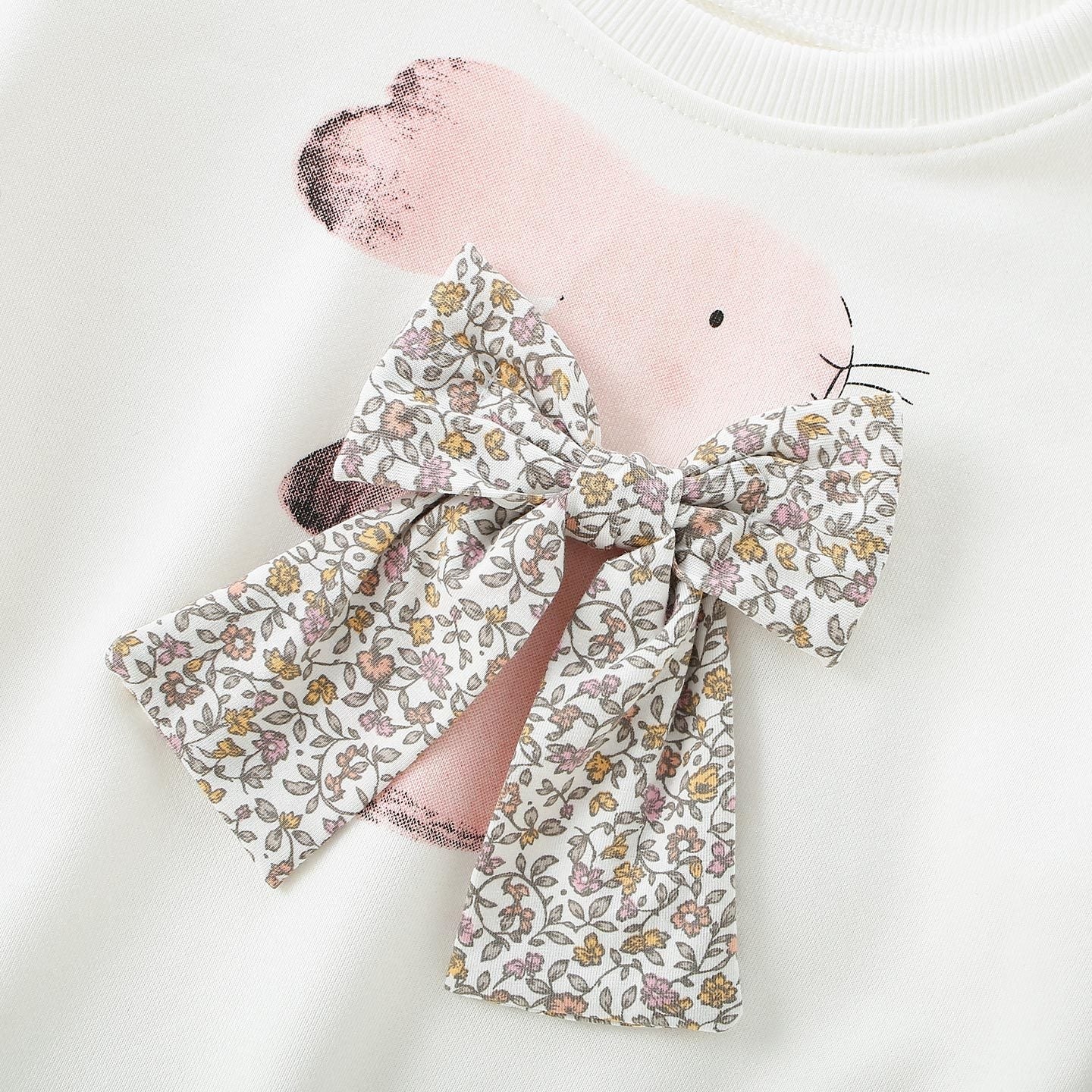 Cute Cartoon Cotton Kids Clothing Set For Girls Featuring Printing, 2 Pieces Pant Co-ord Set