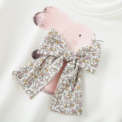 Cute Cartoon Cotton Kids Clothing Set For Girls Featuring Printing, 2 Pieces Pant Co-ord Set