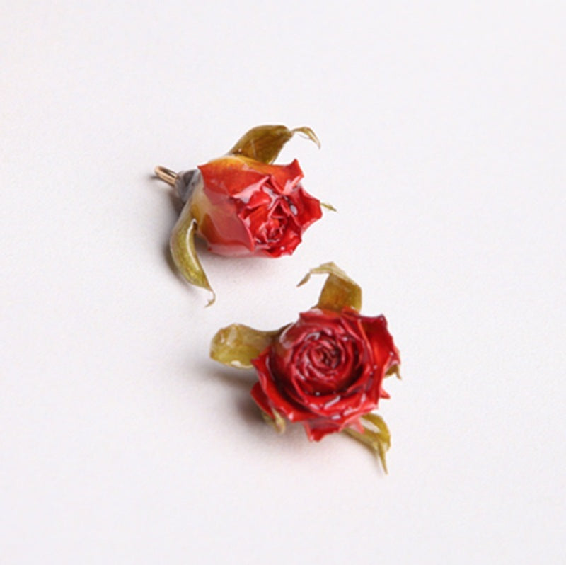 Rose Resin Earring Findings Featuring Epoxy Craftsmanship In Ombre Color With Original Design Jewelry Accessories