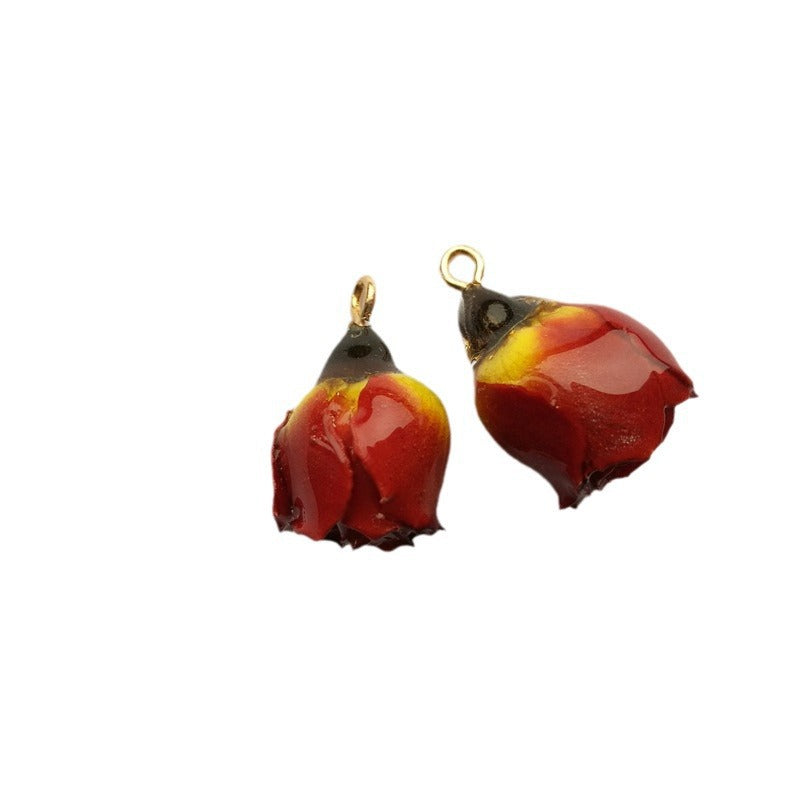 Rose Resin Earring Findings Featuring Epoxy Craftsmanship In Ombre Color With Original Design Jewelry Accessories