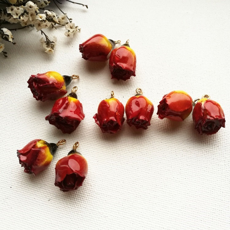 Rose Resin Earring Findings Featuring Epoxy Craftsmanship In Ombre Color With Original Design Jewelry Accessories