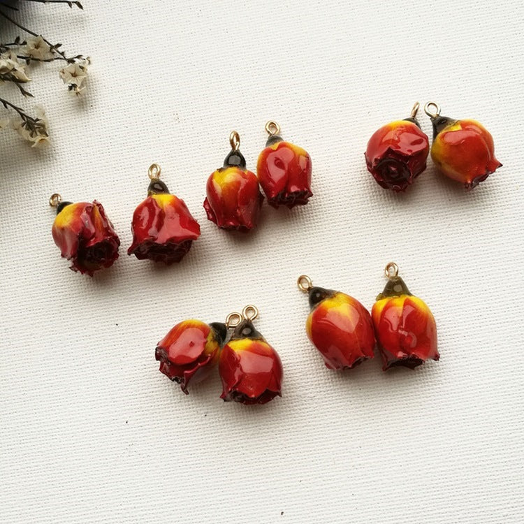 Rose Resin Earring Findings Featuring Epoxy Craftsmanship In Ombre Color With Original Design Jewelry Accessories
